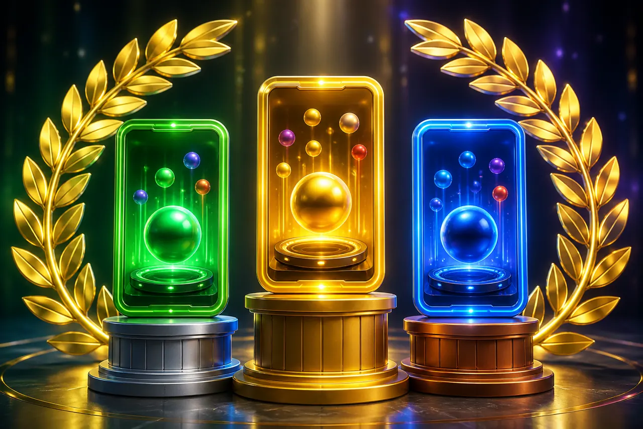 Which Colour Trading App Is Best? Turn the Question Into a Checklist illustration with neon blue field, green tile, and gold coin motifs