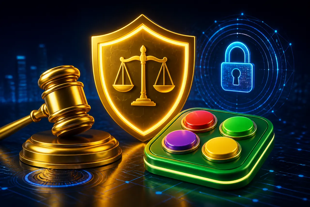 Which Colour Trading App Is Legal in India? A Narrow Answer illustration with neon blue field, green tile, and gold coin motifs