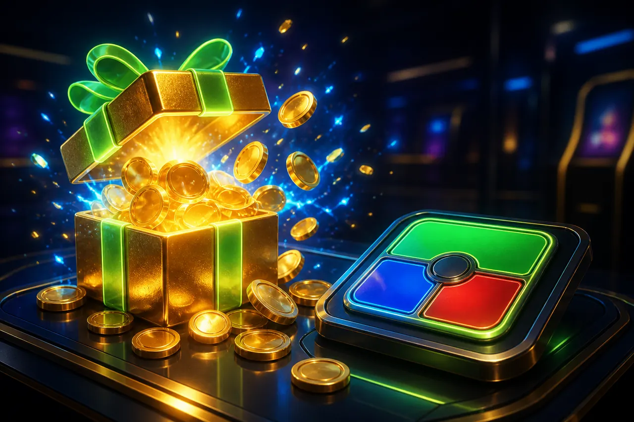 Colour Trading App 51 Bonus illustration with neon blue background, green card tile, and gold coin accents
