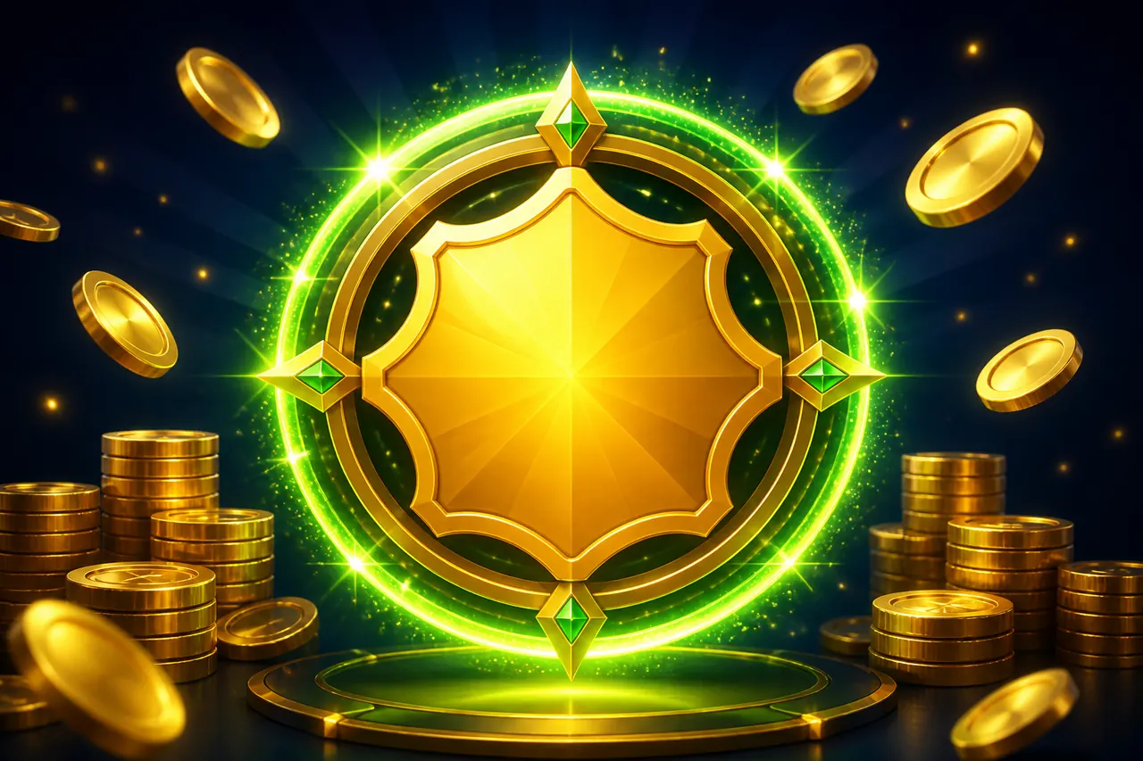 Colour Trading App Bonus illustration with neon blue background, green card tile, and gold coin accents
