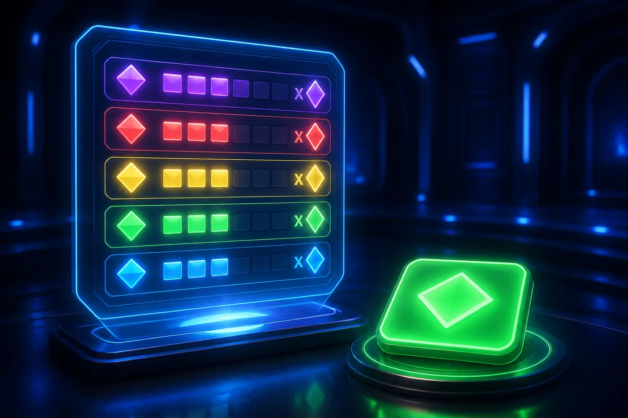 Colour Trading App Rules illustration with neon blue background, green card tile, and gold coin accents