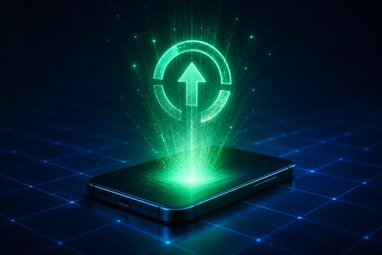 Latest Version Colour Trading App illustration with neon blue background, green card tile, and gold coin accents