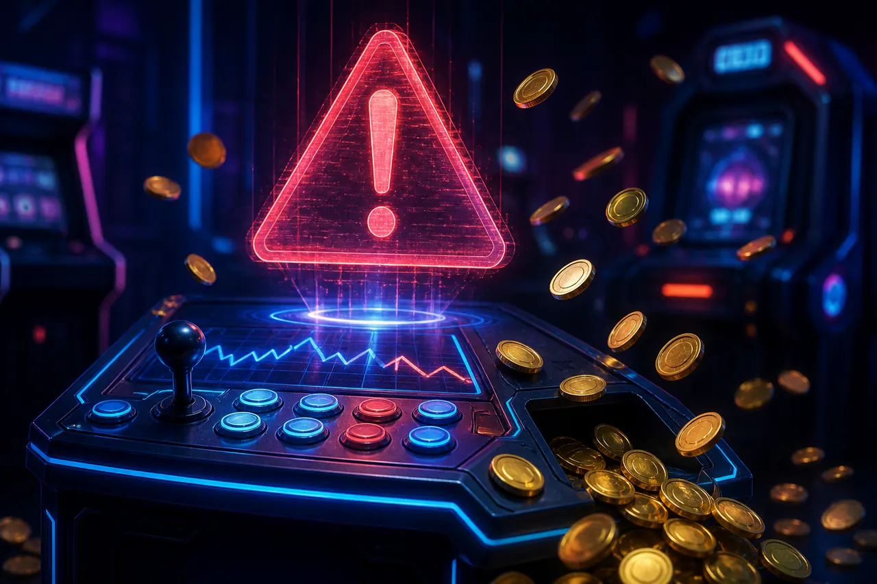 Colour Trading App Common Mistakes illustration with neon blue background, green card tile, and gold coin accents