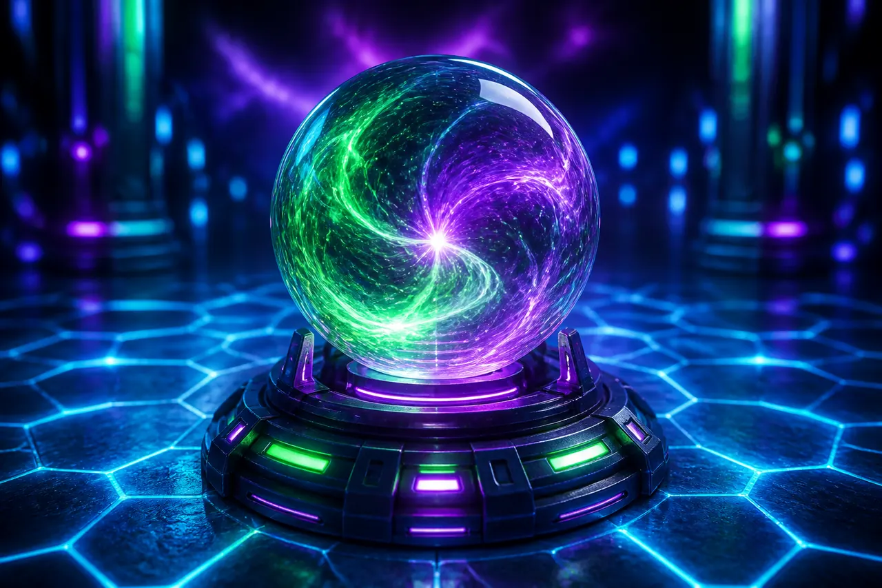 Colour Trading App Predictor illustration with neon blue background, green card tile, and gold coin accents
