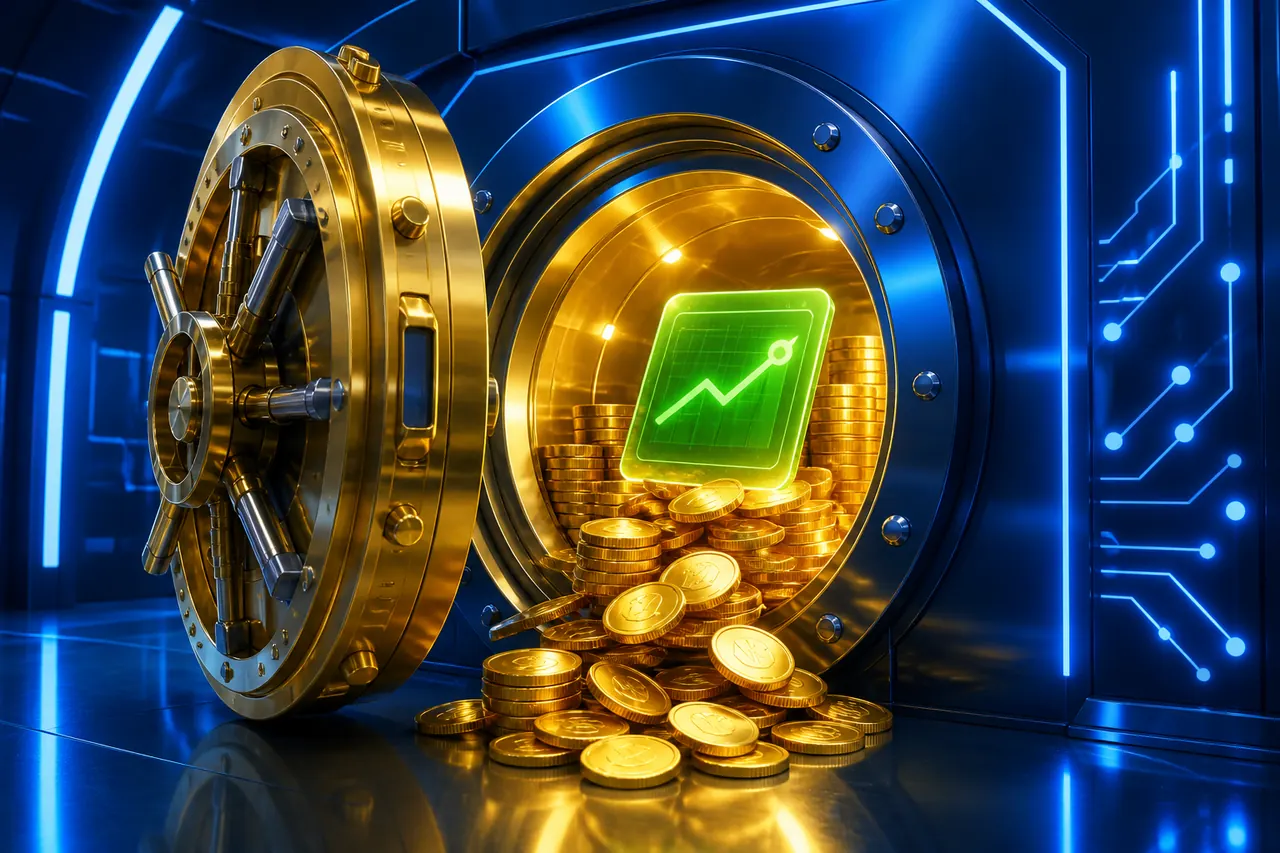 Colour Trading App Withdrawal illustration with neon blue background, green card tile, and gold coin accents